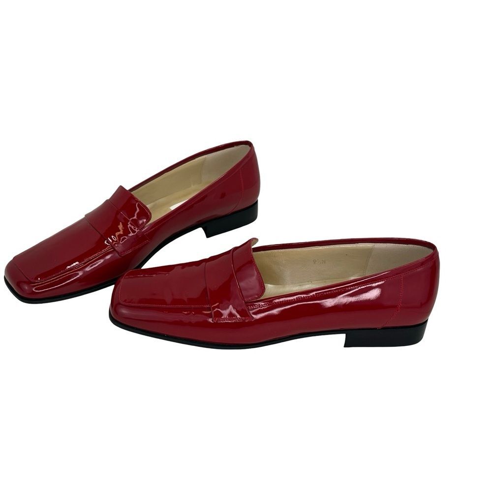Talbots Red Patent Leather Loafers | Made in Italy | Square Toe | 9.5 Narrow